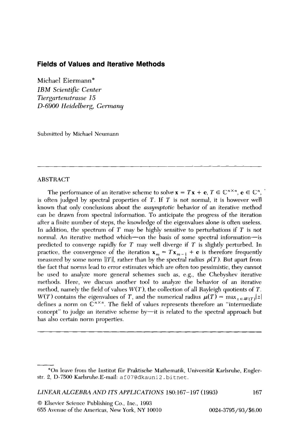 Fields of Values and Iterative Methods