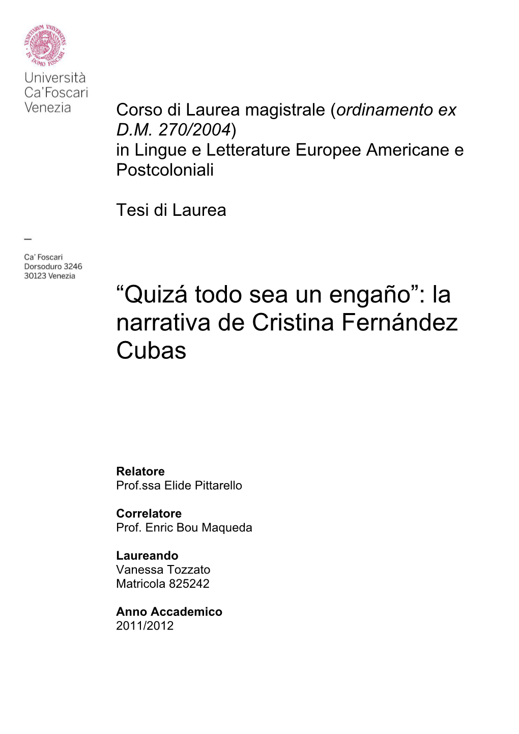 La Narrativa De Cristina Fernández Cubas