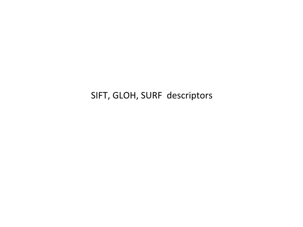 SIFT, GLOH, SURF Descriptors