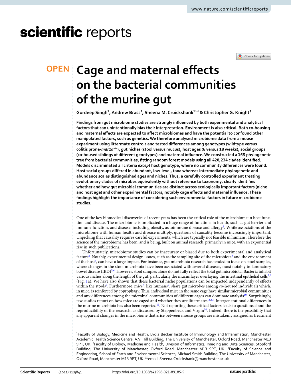 Cage and Maternal Effects on the Bacterial Communities of the Murine