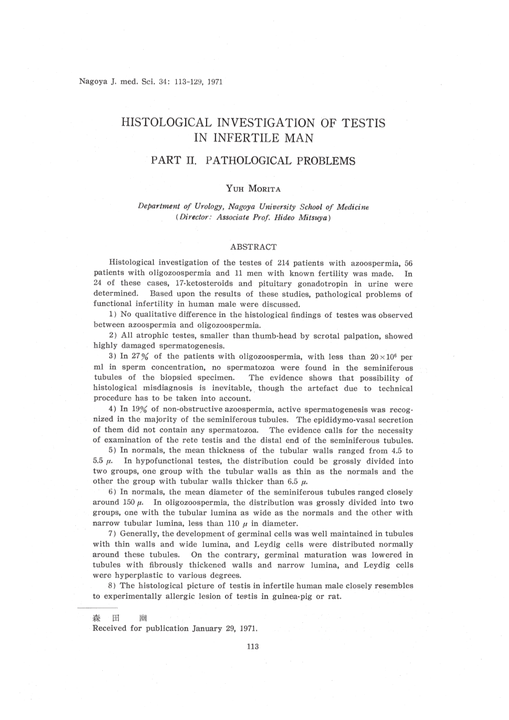 Histological Investigation of Testis in Infertile Man Part Ii