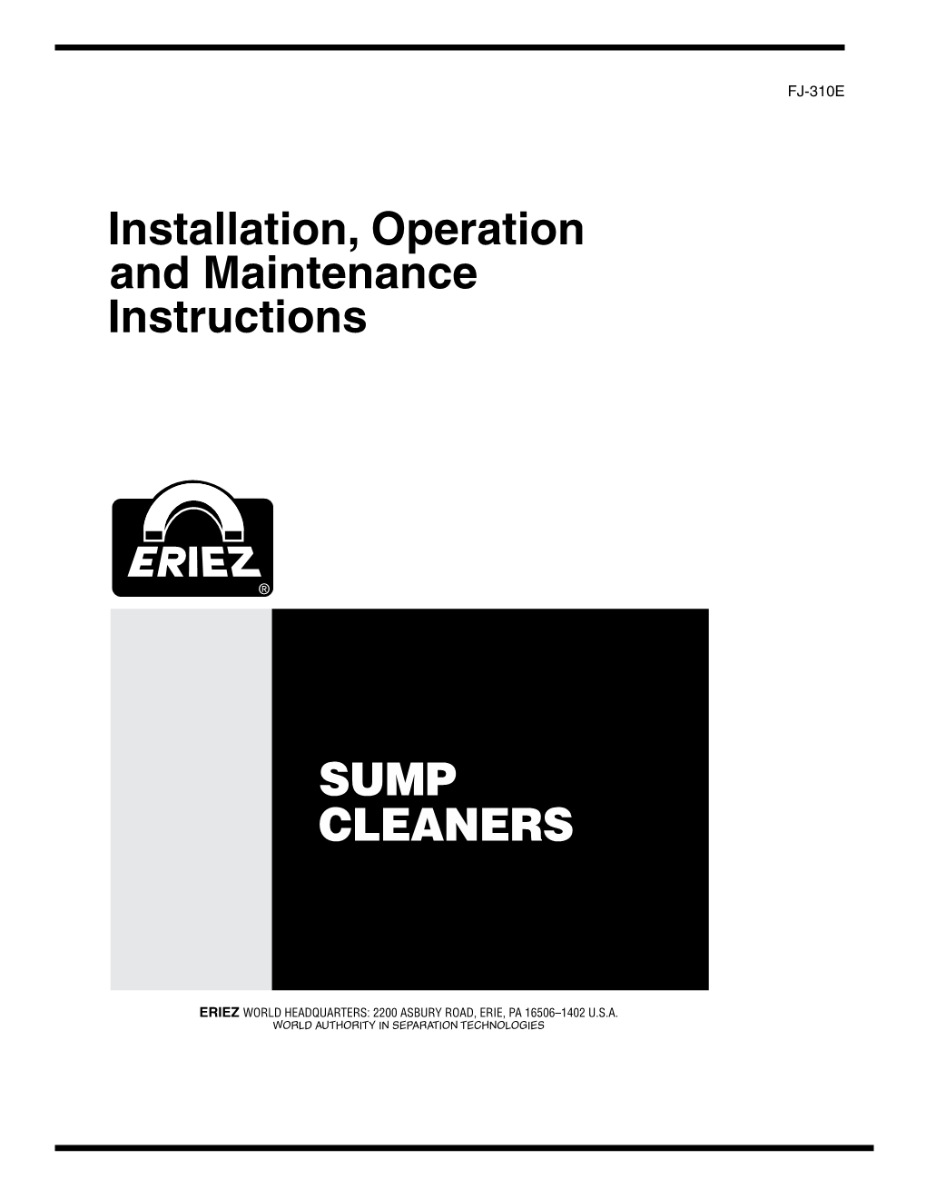 FJ-310 Sump Cleaner Manual