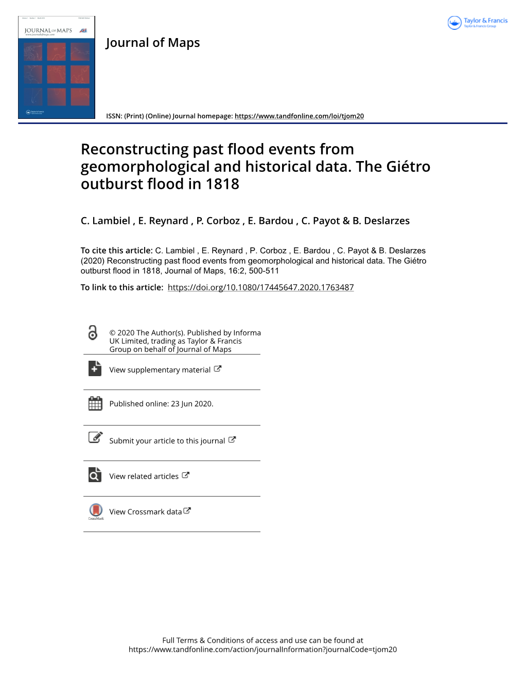 Reconstructing Past Flood Events from Geomorphological and Historical Data