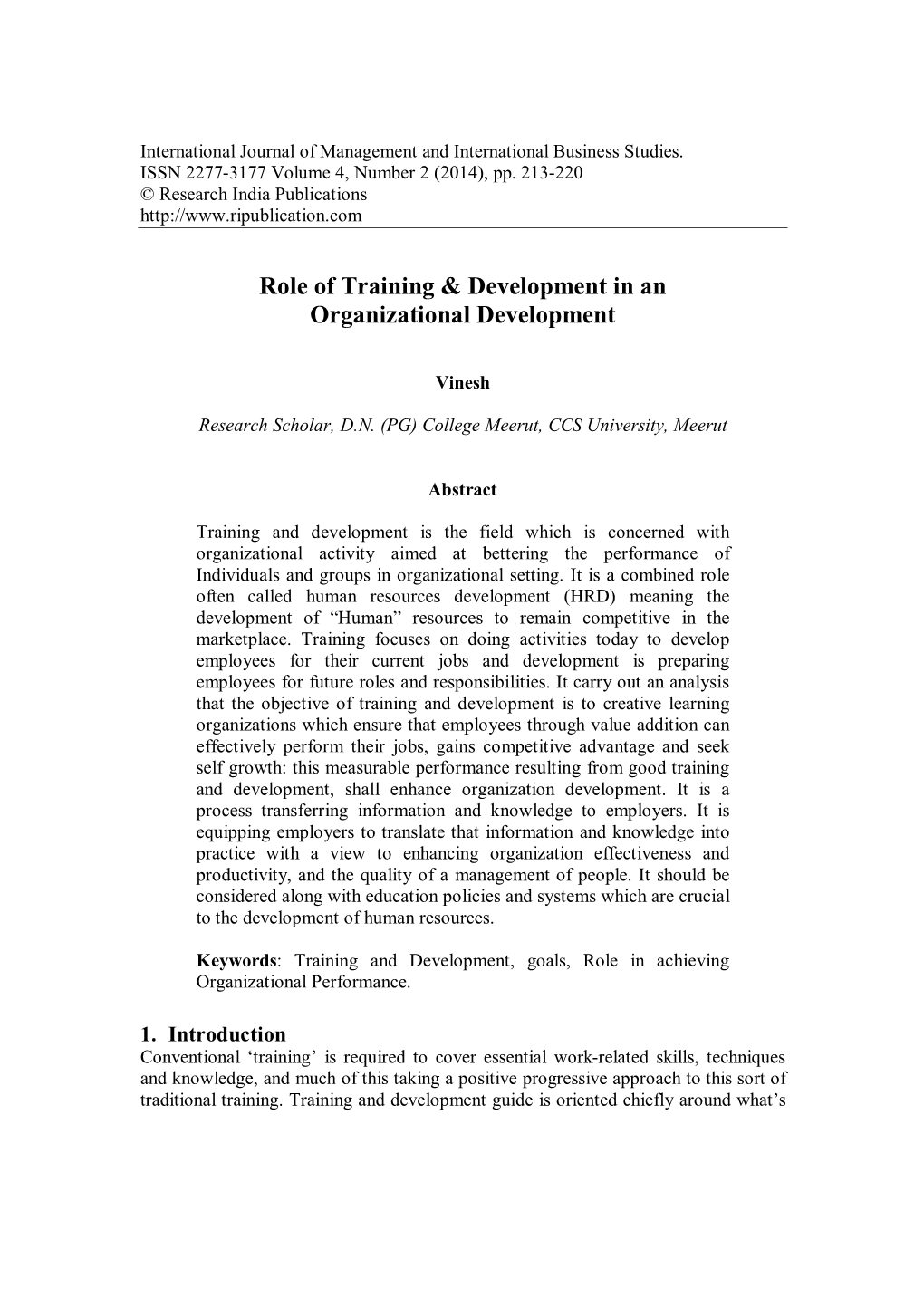 Role of Training & Development in an Organizational Development