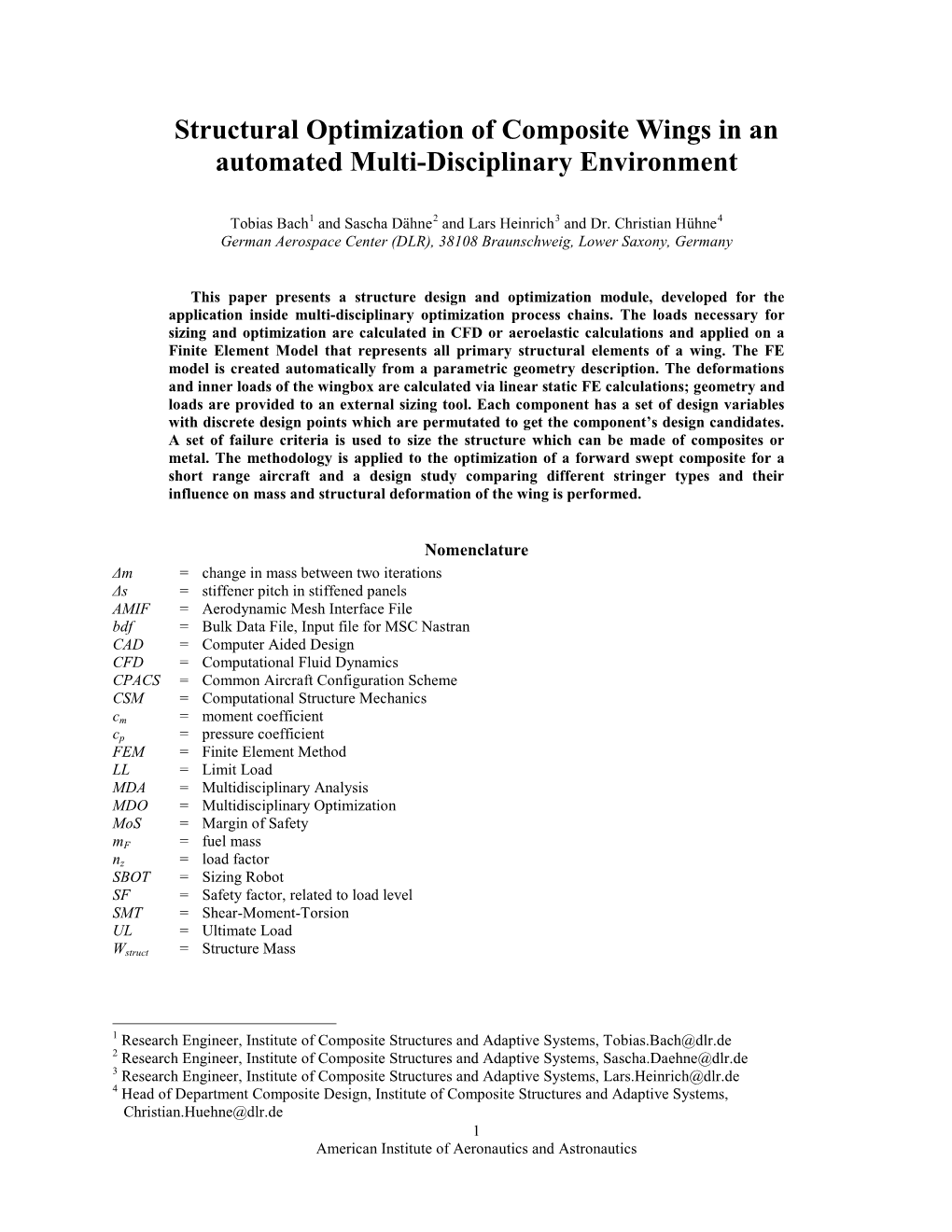 Structural Optimization of Composite Wings in an Automated Multi-Disciplinary Environment