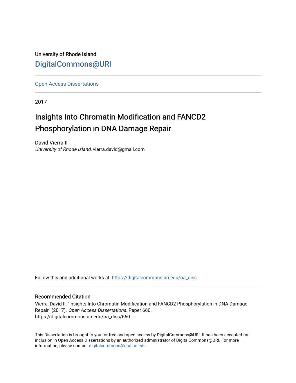 Insights Into Chromatin Modification and FANCD2 Phosphorylation In