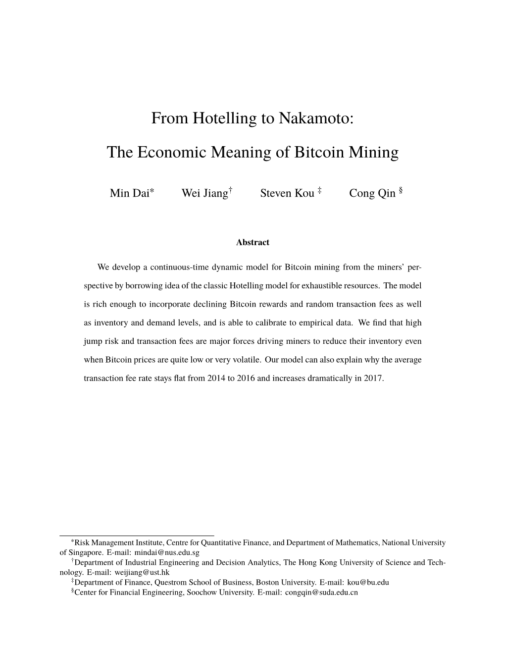 The Economic Meaning of Bitcoin Mining