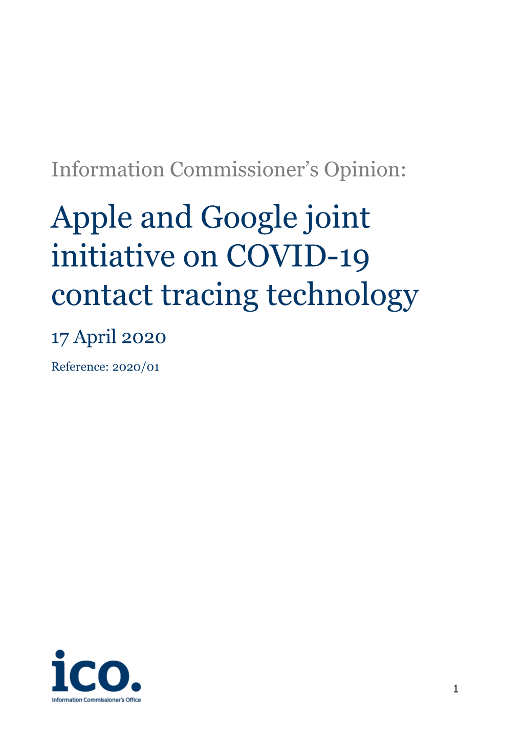 Apple and Google Joint Initiative on COVID-19 Contact Tracing Technology 17 April 2020