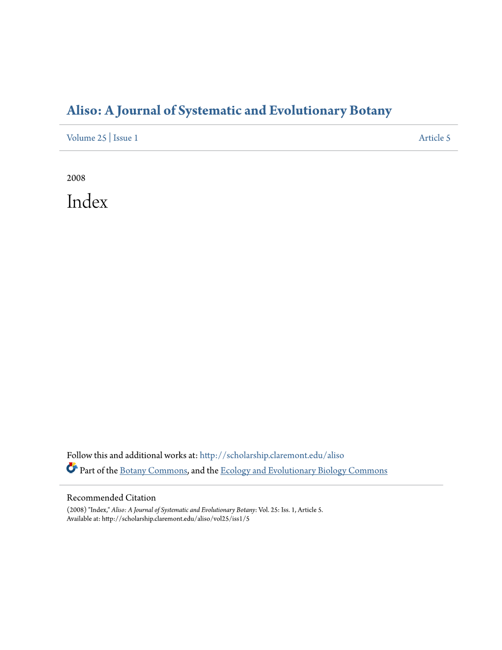 Aliso: a Journal of Systematic and Evolutionary Botany
