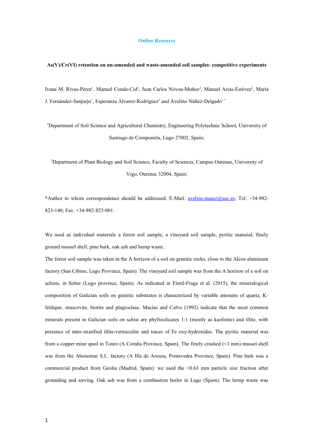 As(V)/Cr(VI) Retention on Un-Amended and Waste-Amended Soil Samples: Competitive Experiments