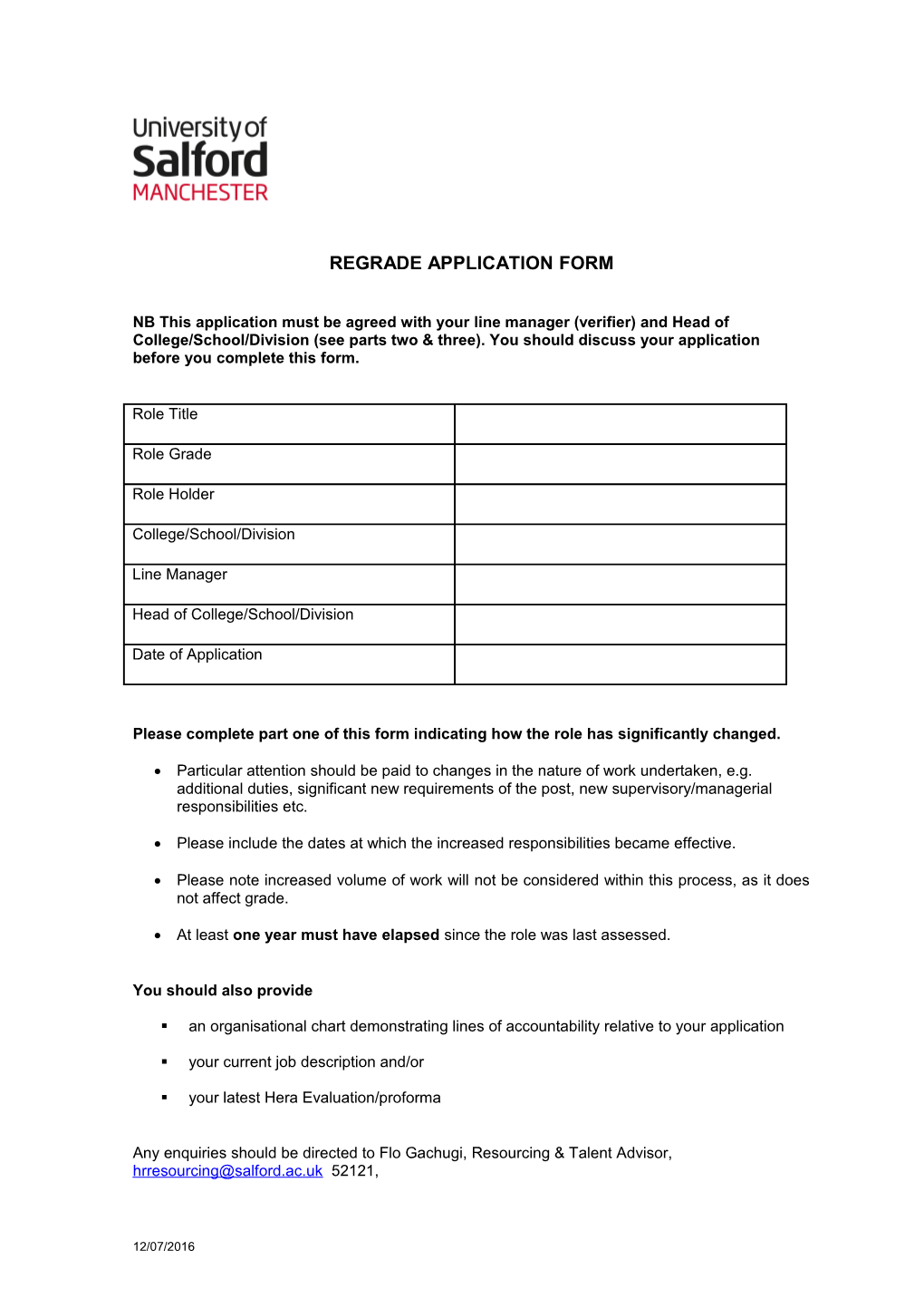 Regrade Application Form