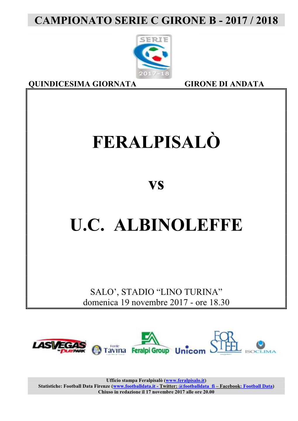 FERALPISALÒ Vs U.C. ALBINOLEFFE