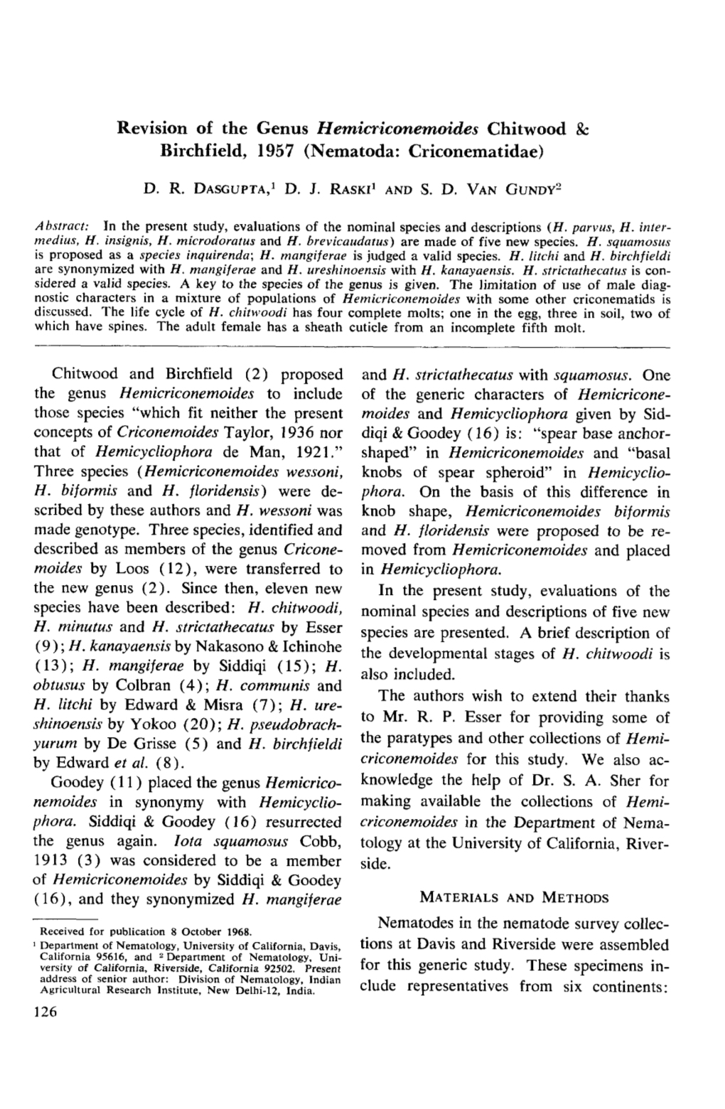 Revision of the Genus Hemicriconemoides Chitwood & Birchfield, 1957 (Nematoda: Criconematidae)