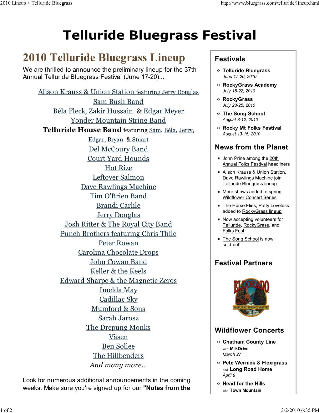 Telluride Bluegrass Festival