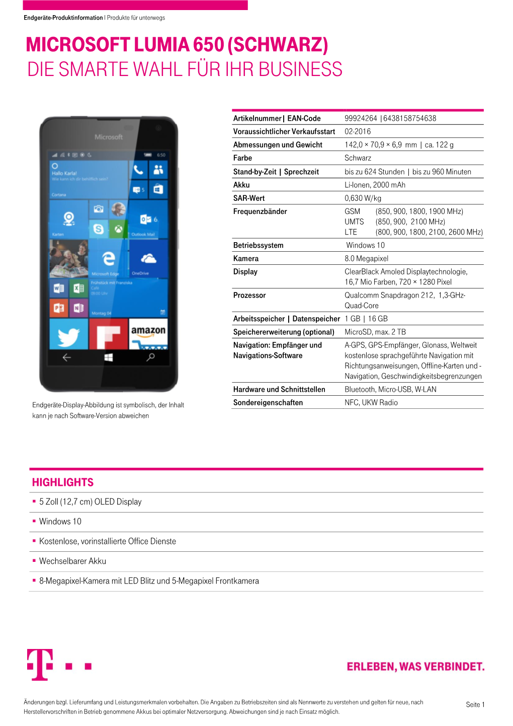 Microsoft Lumia 650 (Schwarz) Die Smarte Wahl Für Ihr Business