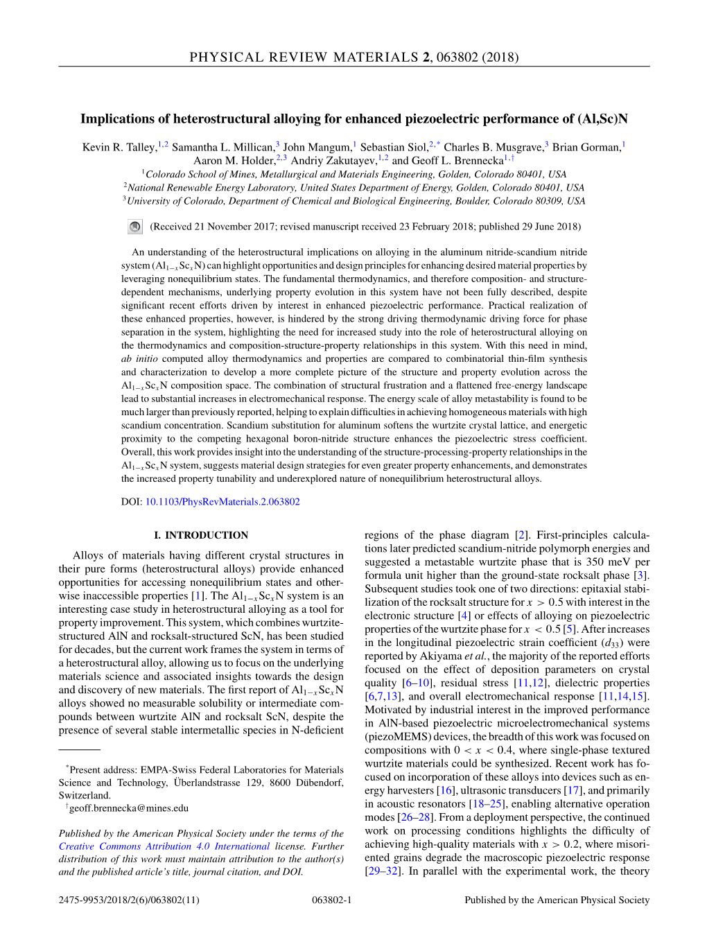 (2018) Implications of Heterostructural Alloying for Enhanced Piezoelectric