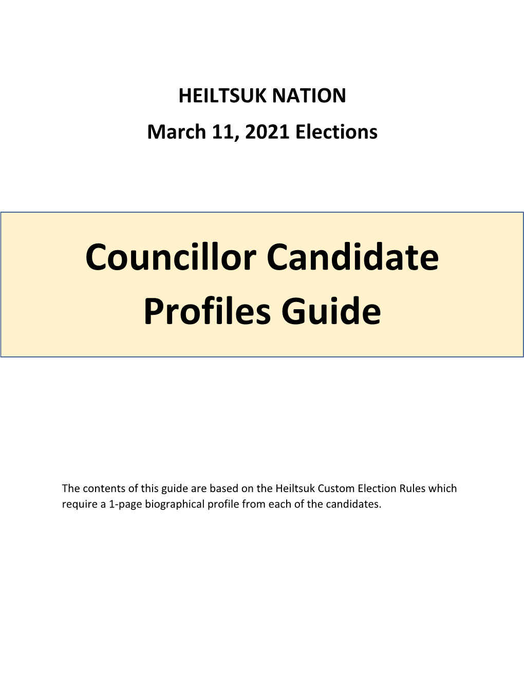 Councillor Candidate Profiles Guide