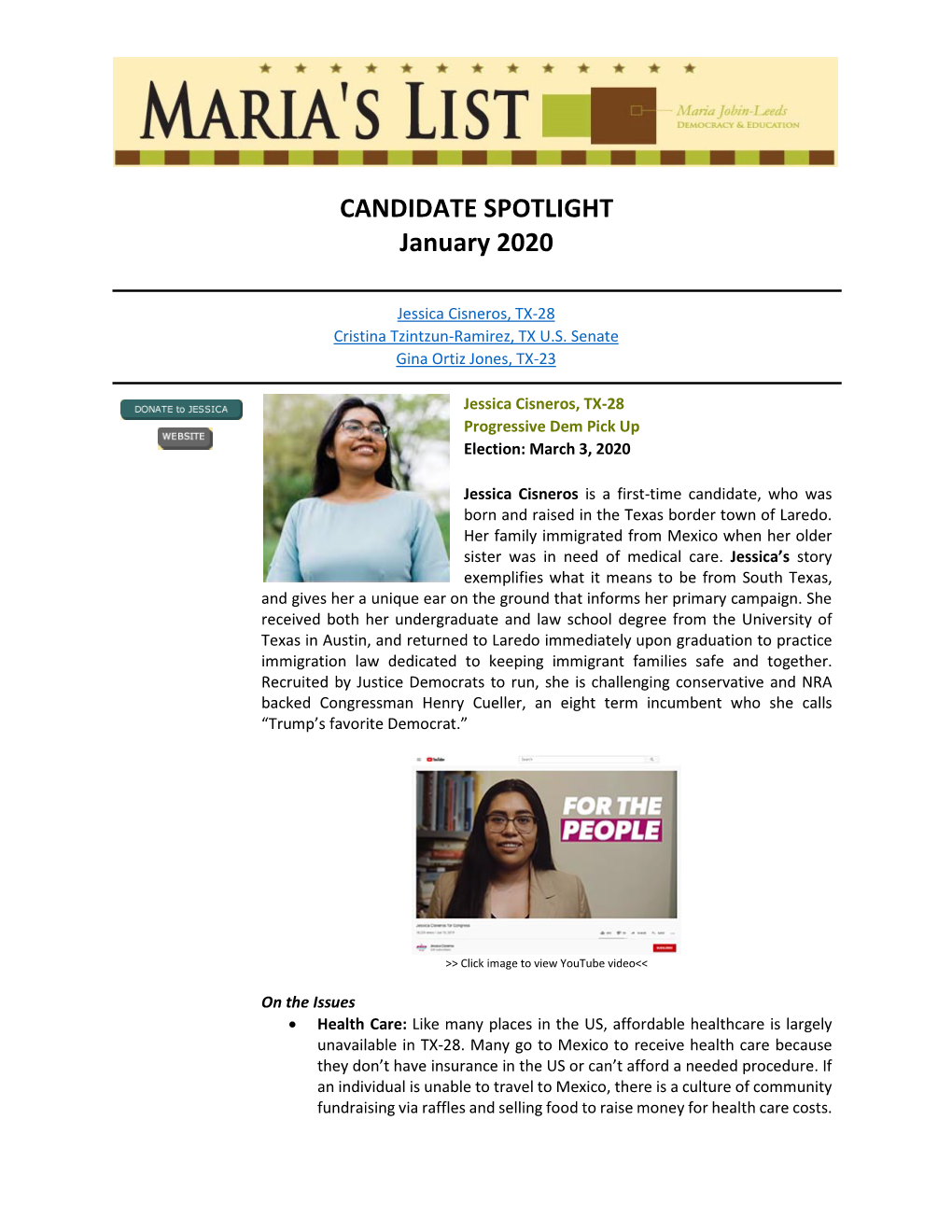 CANDIDATE SPOTLIGHT January 2020