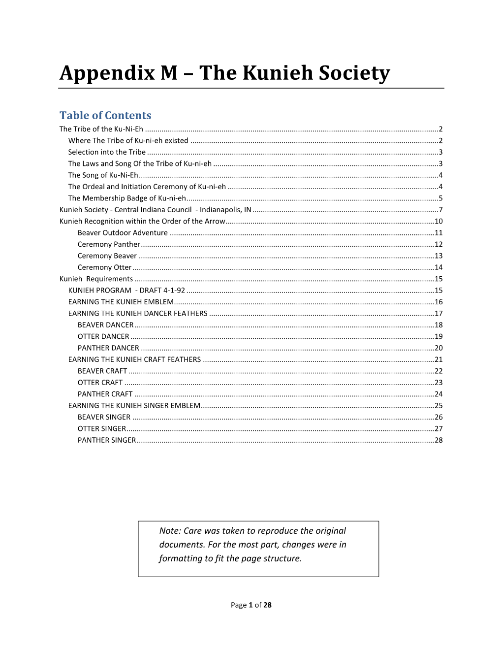 Appendix M – the Kunieh Society