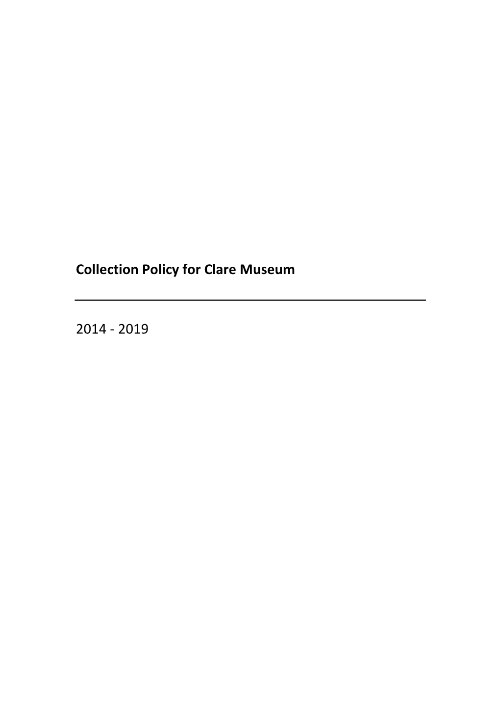 Collections Policy for Clare Museum