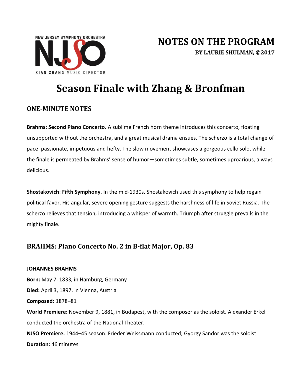 Season Finale with Zhang & Bronfman