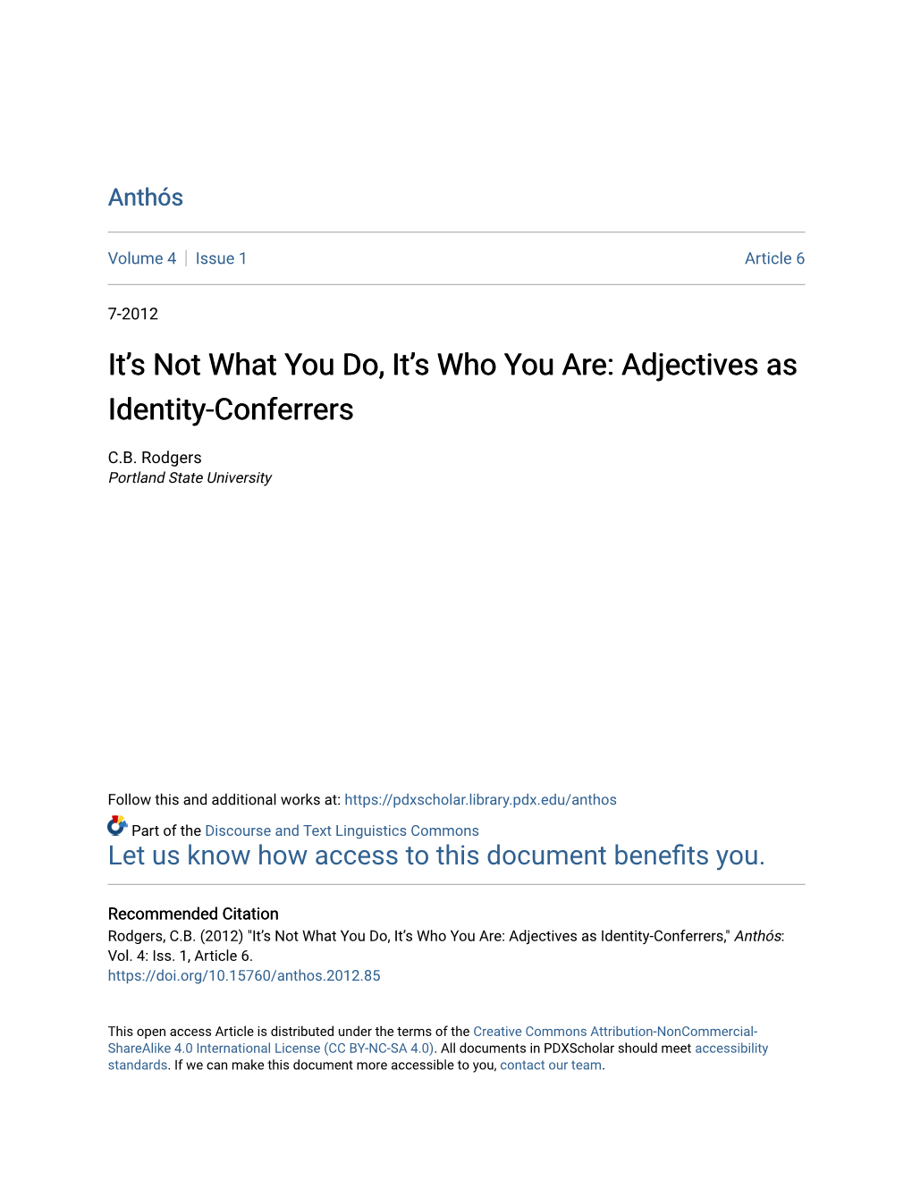 Adjectives As Identity-Conferrers