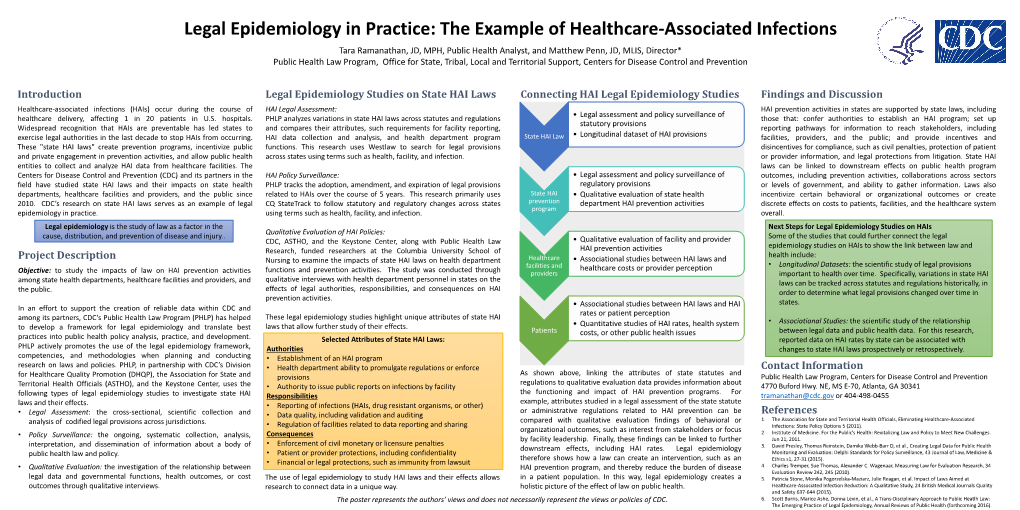 Legal Epidemiology in Practice: the Example of Healthcare-Associated Infections