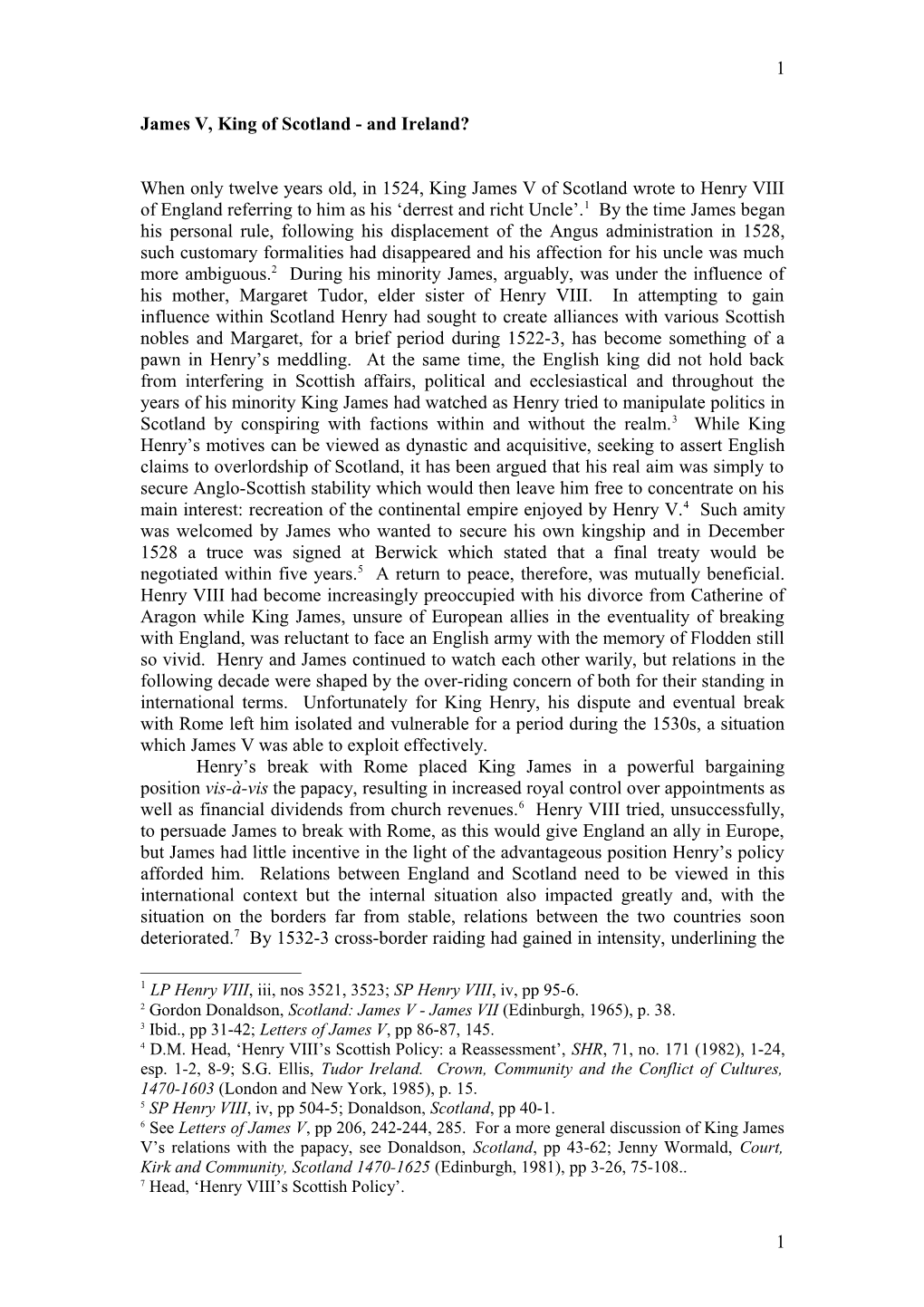 James VI's Intervention in the Politics of the North of Ireland: a Quest for Kingship