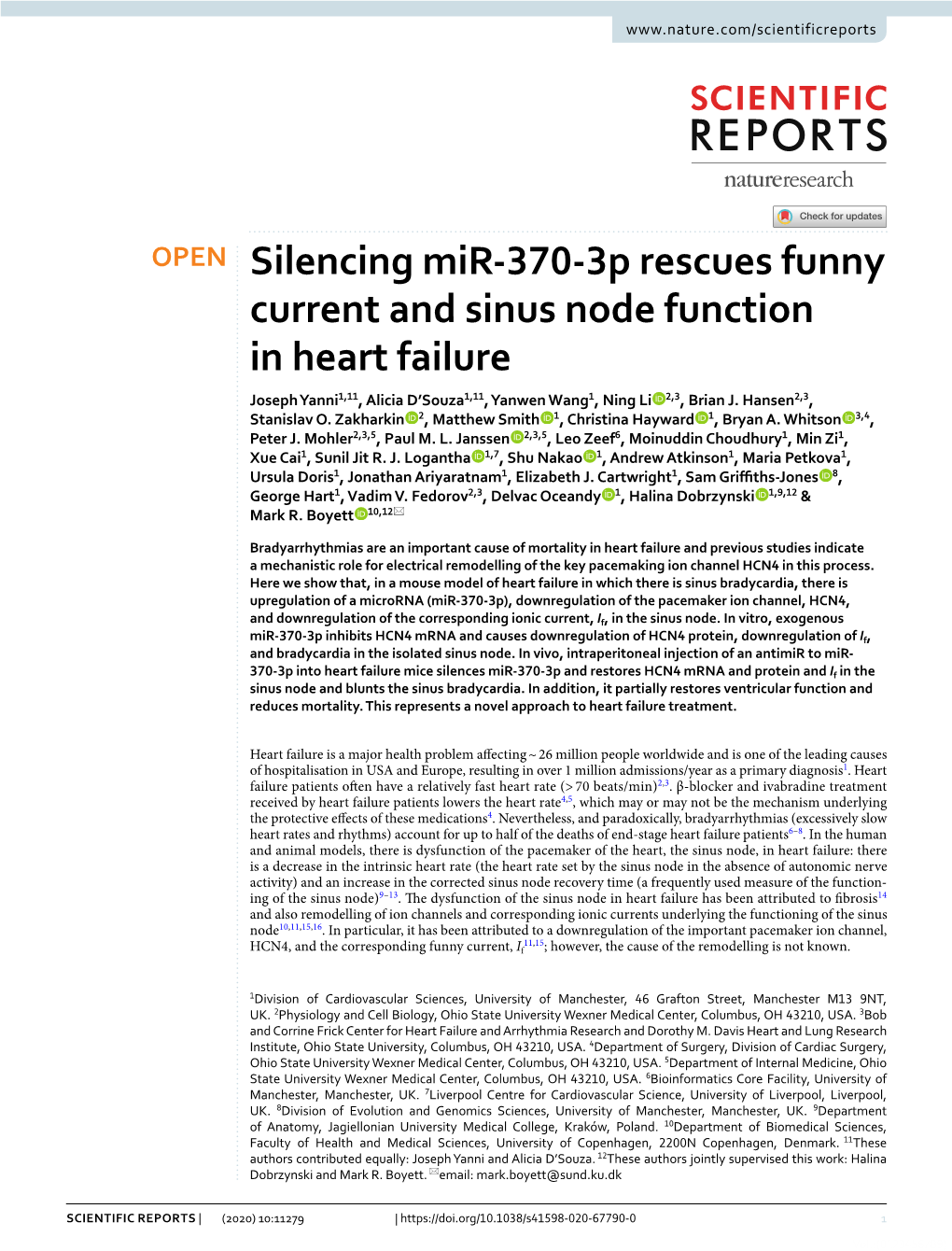 Silencing Mir-370-3P Rescues Funny Current and Sinus