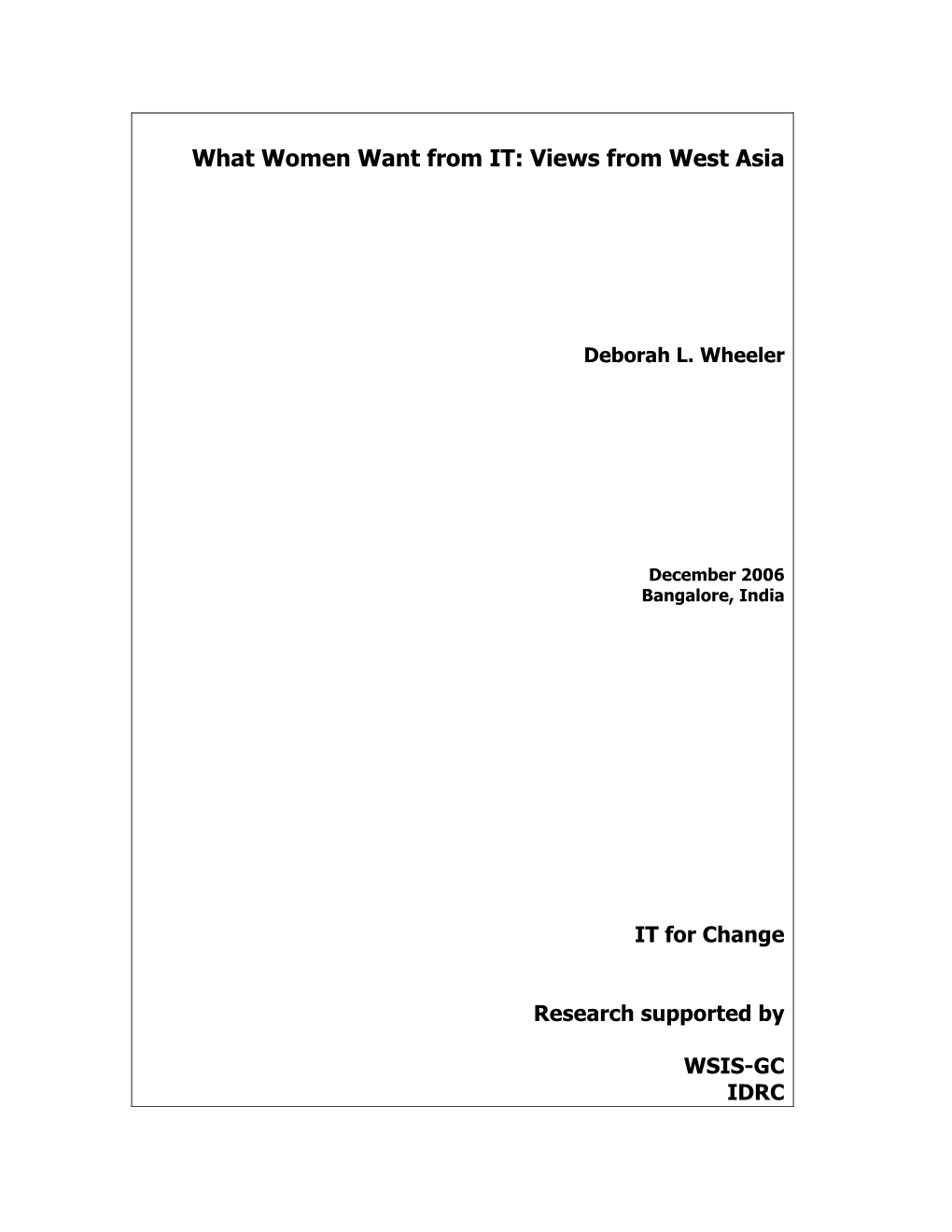 What Women Want from IT: Views from Western Asia