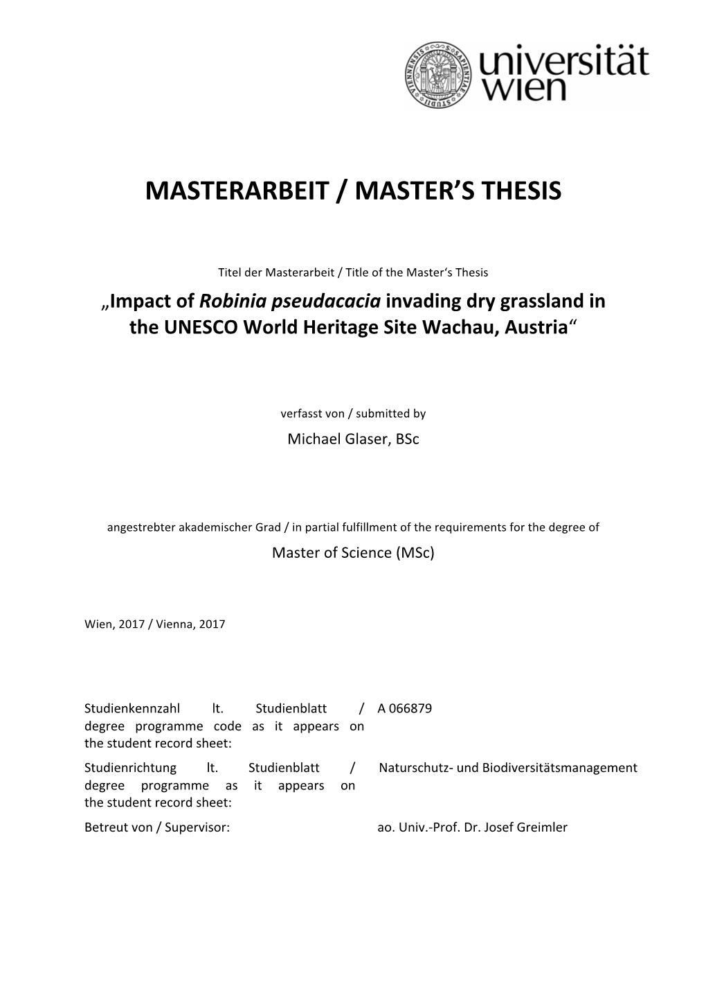 Masterarbeit / Master's Thesis