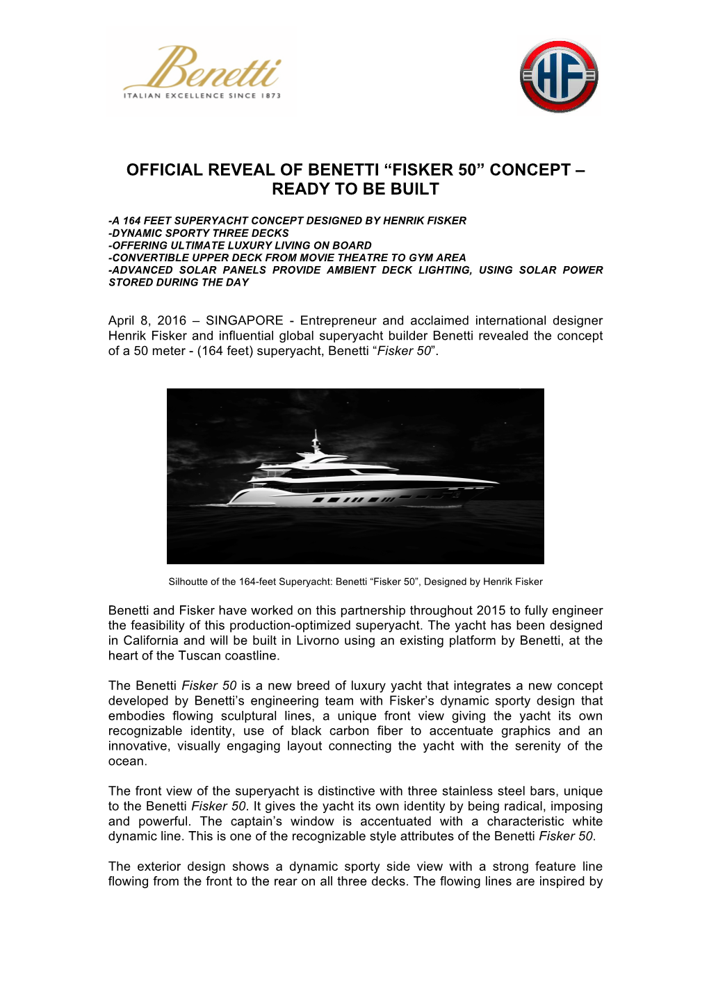 Official Reveal of Benetti Fisker50 Apr 8, 2016