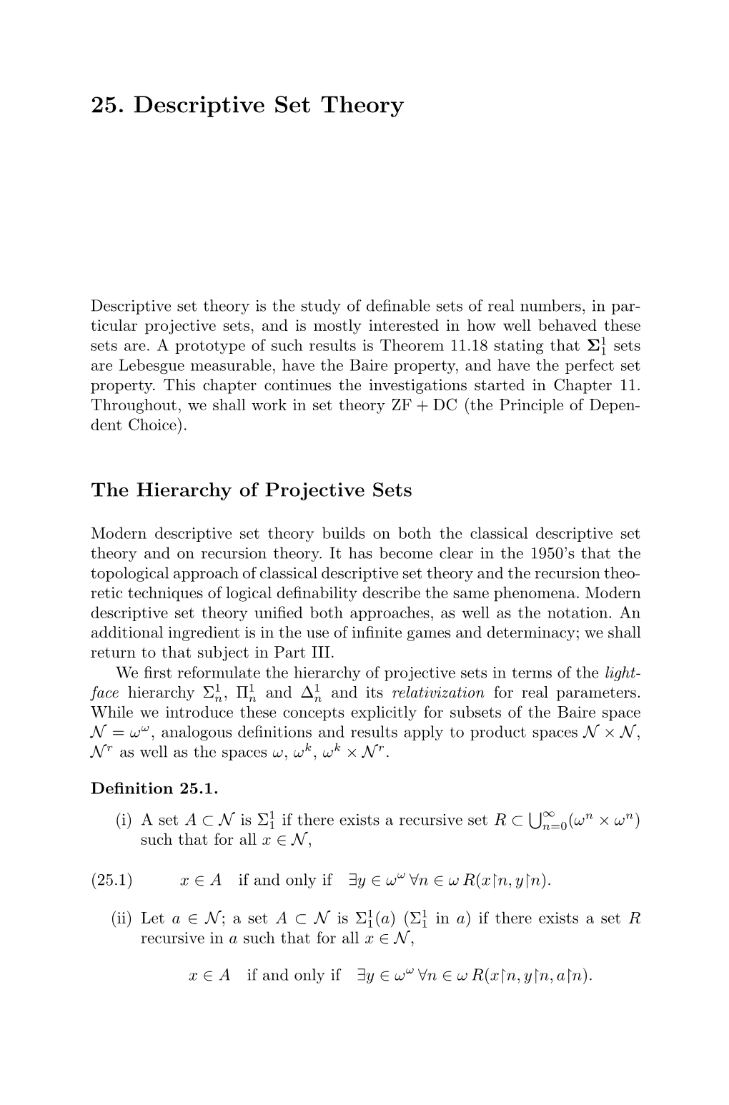 25. Descriptive Set Theory