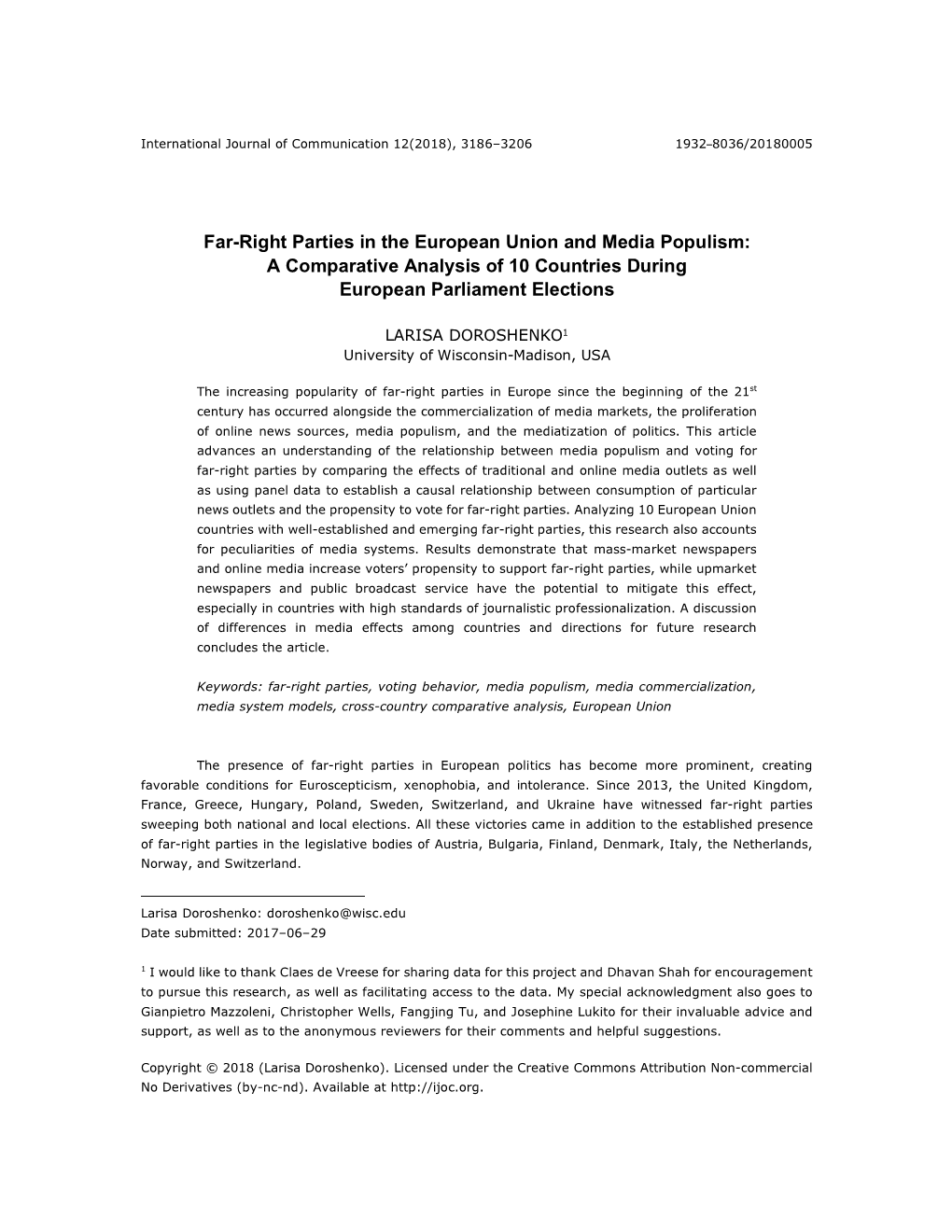 Far-Right Parties in the European Union and Media Populism: a Comparative Analysis of 10 Countries During European Parliament Elections