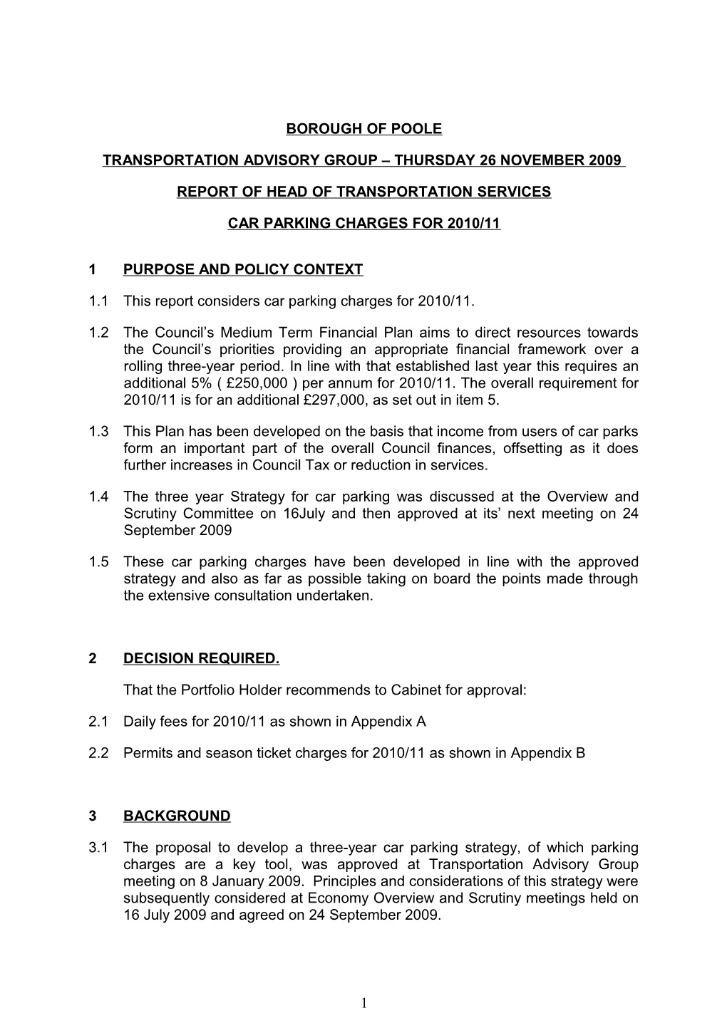 Car Parking Charges 2010/11