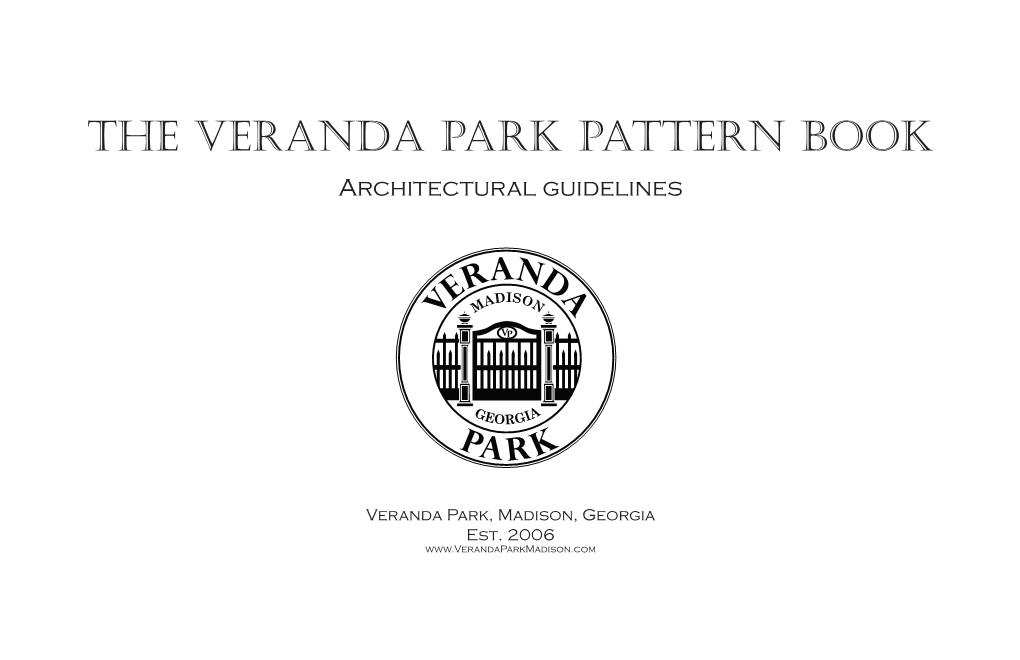 THE VERANDA PARK PATTERN BOOK Architectural Guidelines