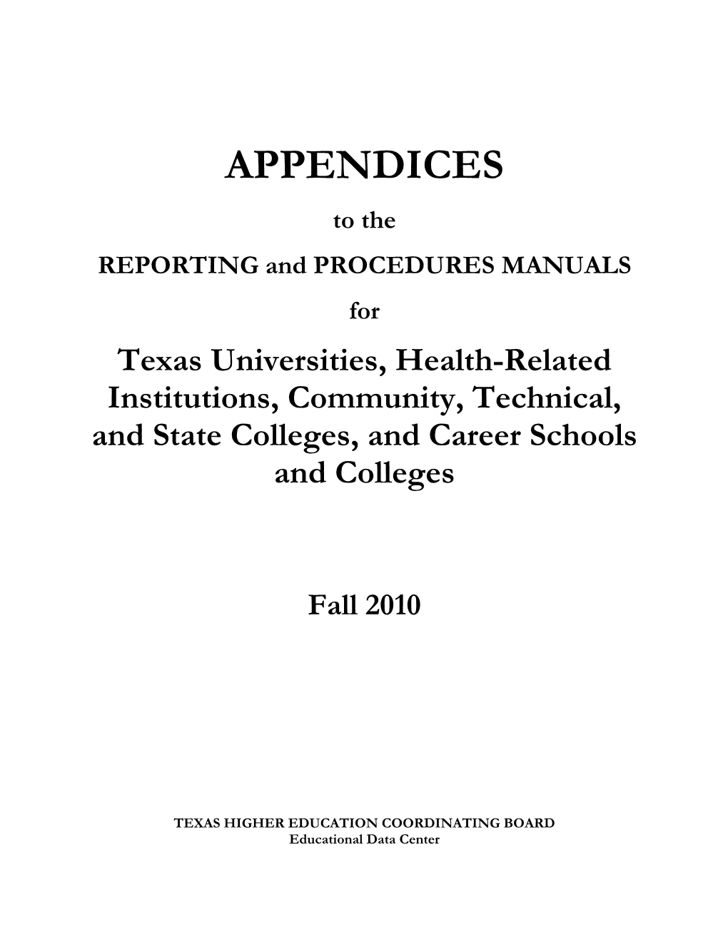 Appendices for Universities and Health Science Centers/Community