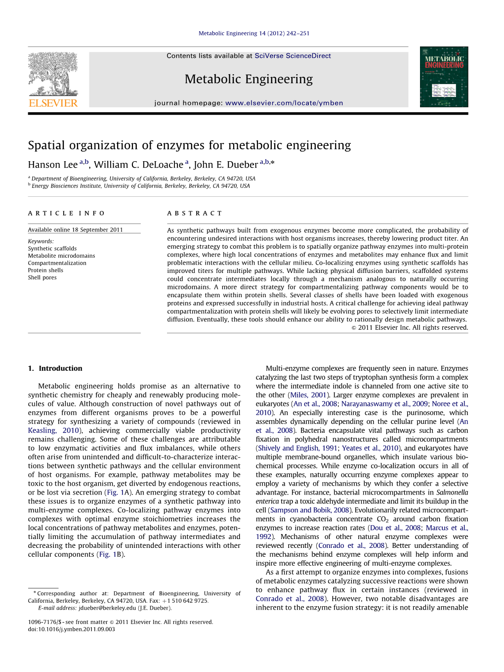 Spatial Organization of Enzymes for Metabolic Engineering