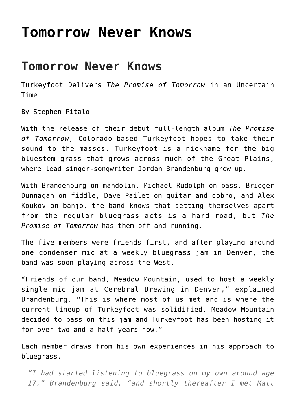 Tomorrow Never Knows