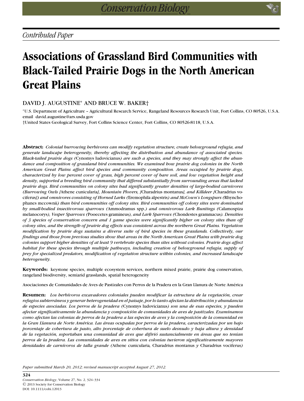 Associations of Grassland Bird Communities with Black-Tailed Prairie Dogs in the North American Great Plains