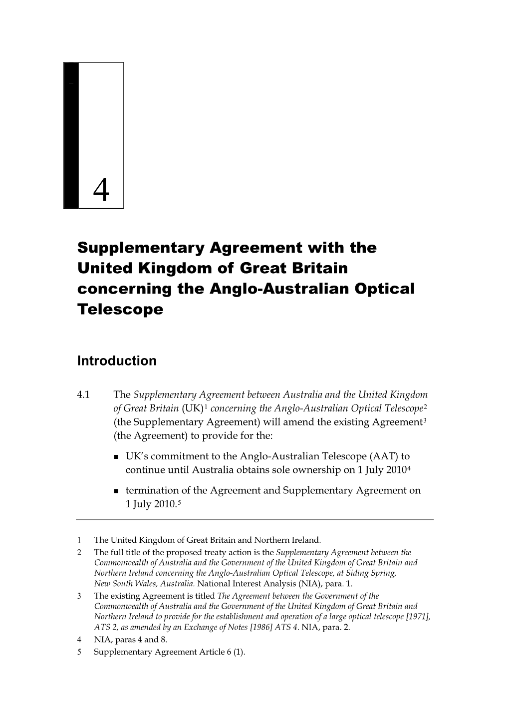 Chapter 4: Supplementary Agreement with The