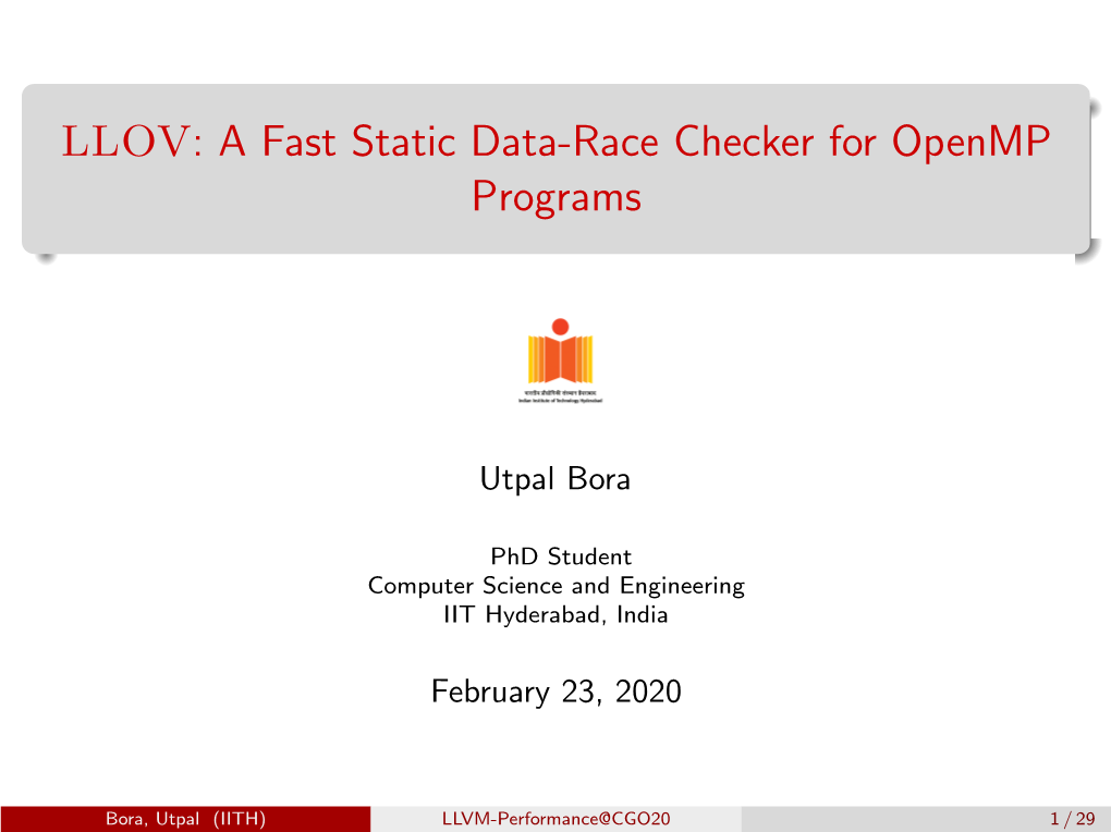 LLOV: a Fast Static Data-Race Checker for Openmp Programs