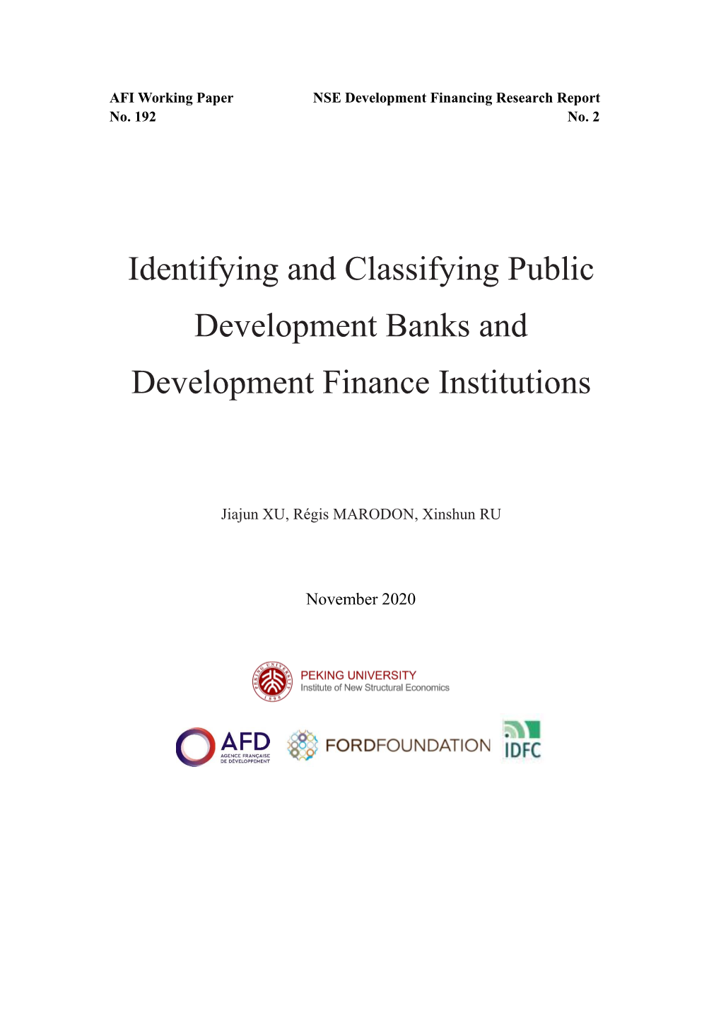 Identifying and Classifying Public Development Banks and Development Finance Institutions