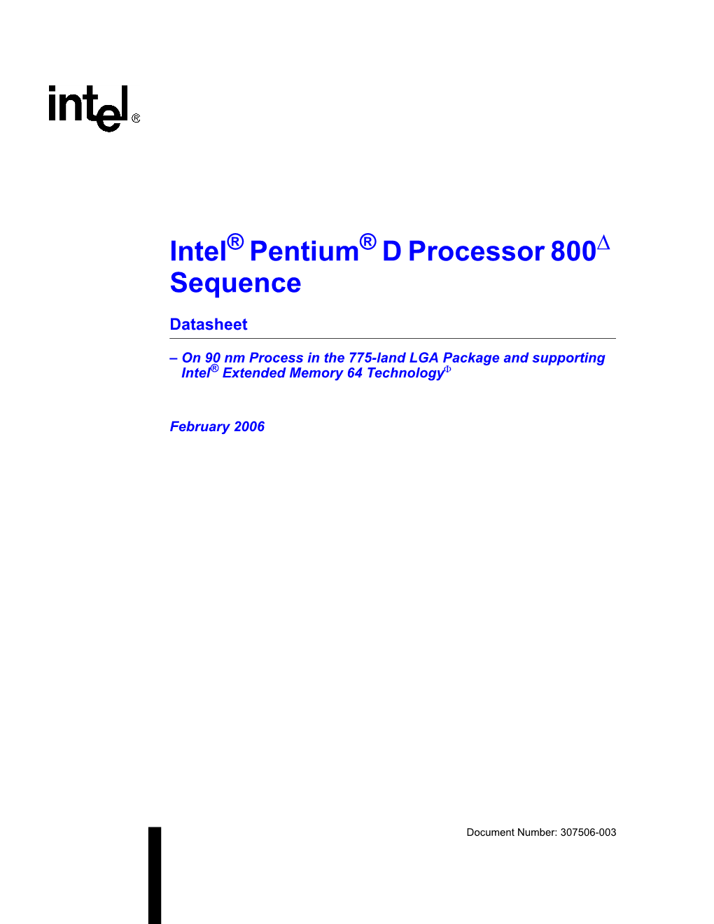 Intel(R) Pentium(R) D Processor Datasheet