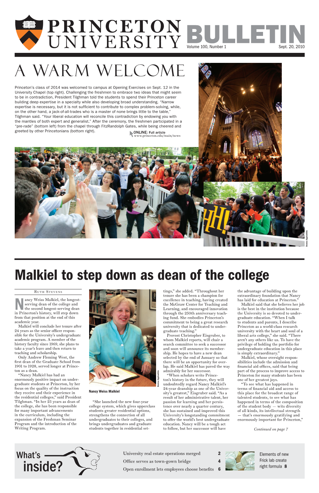 Princeton University Bulletin, Sept. 20, 2010