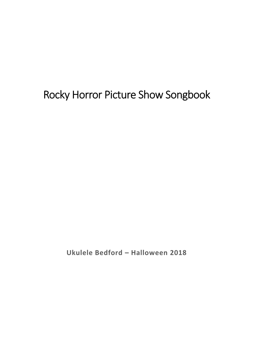 Rocky Horror Picture Show Songbook 2018