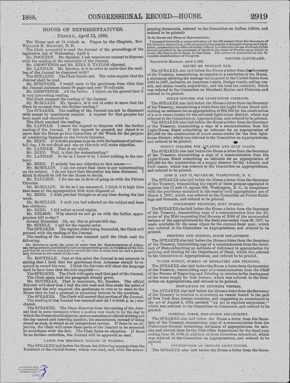 Congressional Record-House. 2919