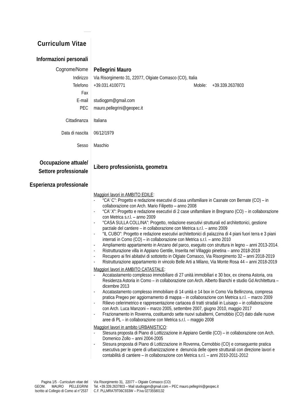 Curriculum Vitae Europass