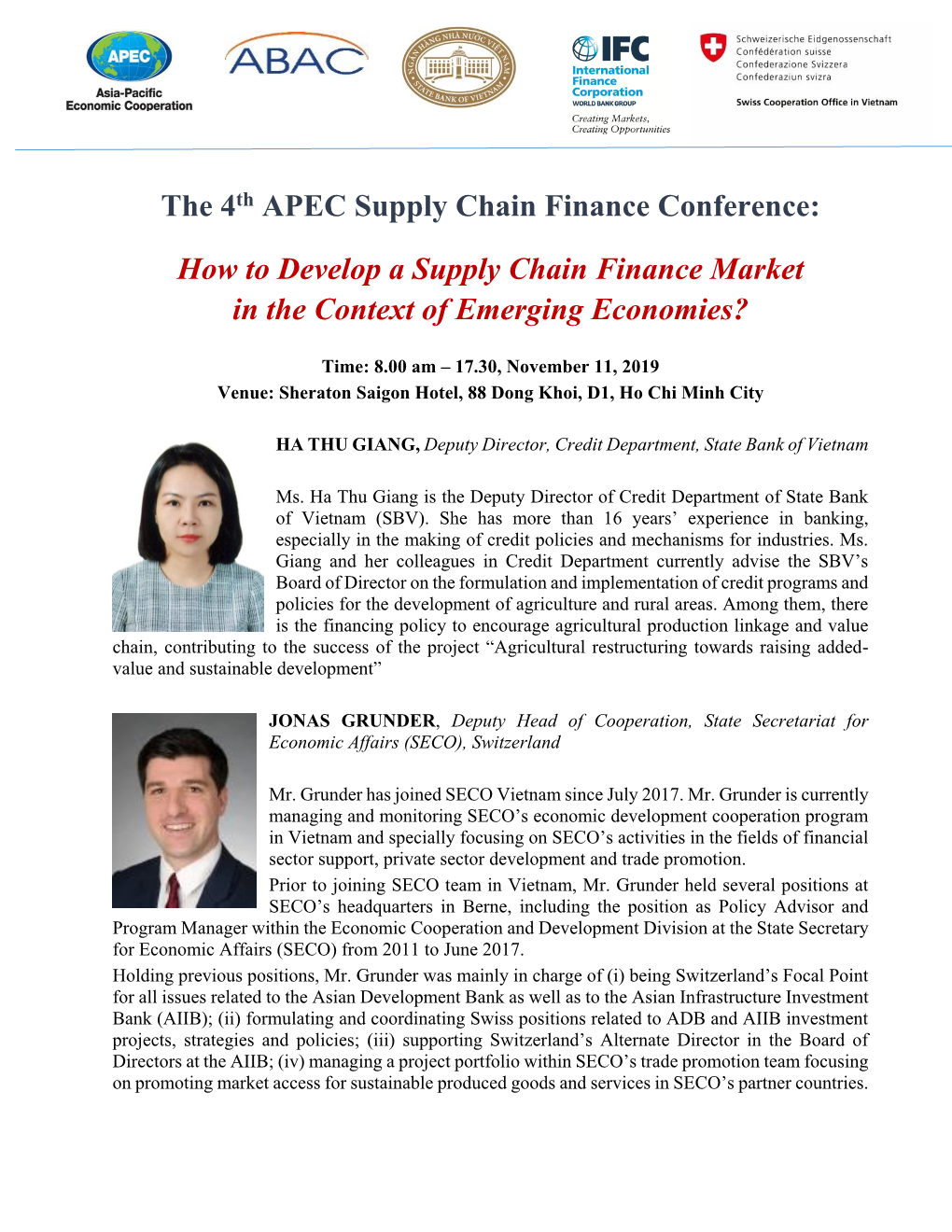 The 4Th APEC Supply Chain Finance Conference: How to Develop A