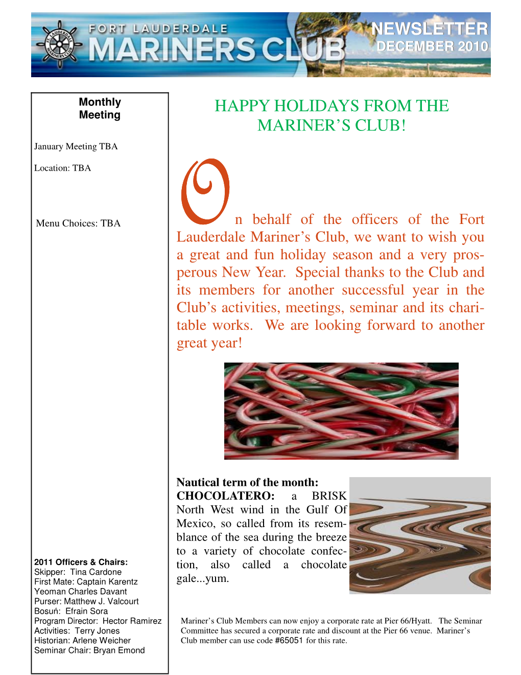 Newsletter Happy Holidays from the Mariner's Club!